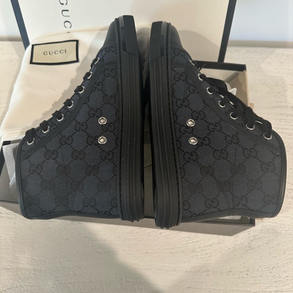 NIB GUCCI Monogram High TopSneakers Black - Picture 7 of 11